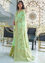 Pista Green Woven Linen Silk Saree