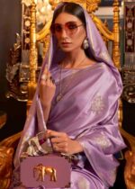 Purple Banarasi Satin Silk Saree