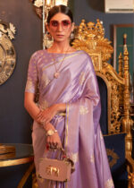 Purple Banarasi Satin Silk Saree