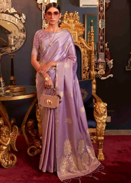 Purple Banarasi Satin Silk Saree