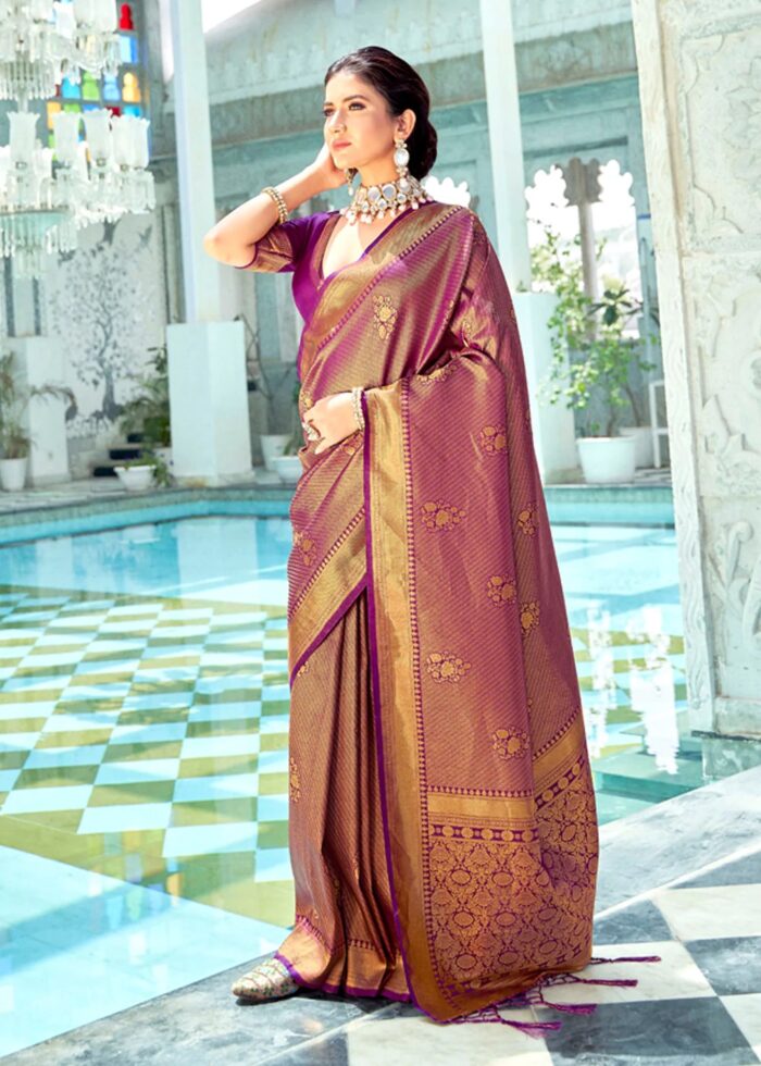 Purple Woven Kanjivaram Silk Saree