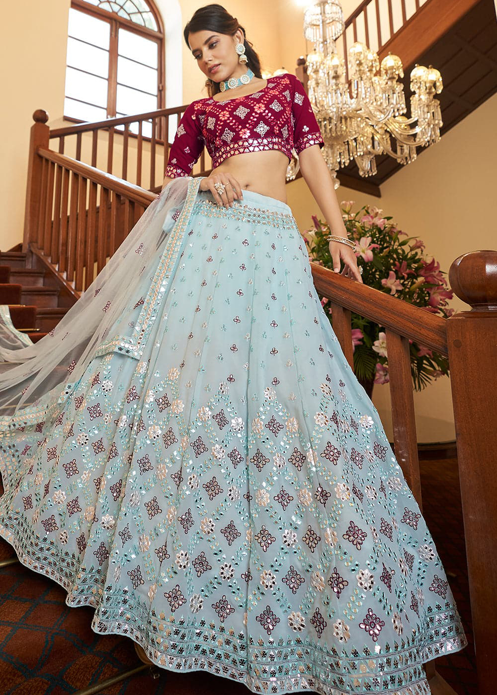 Sky Blue Lehenga Choli