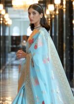 Sky Blue Linen Saree