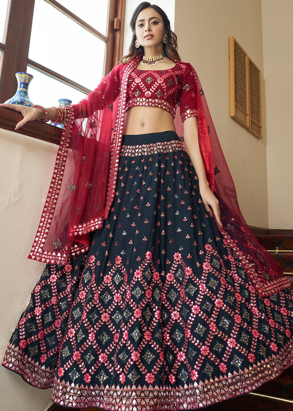 Teal Blue Lehenga Choli