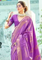 Violet Woven Kanjivaram Silk Saree