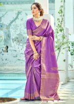 Violet Woven Kanjivaram Silk Saree