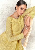 Yellow Embroidered Designer Skirt Top Set