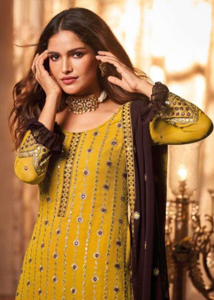 Yellow Georgette Sharara Suit