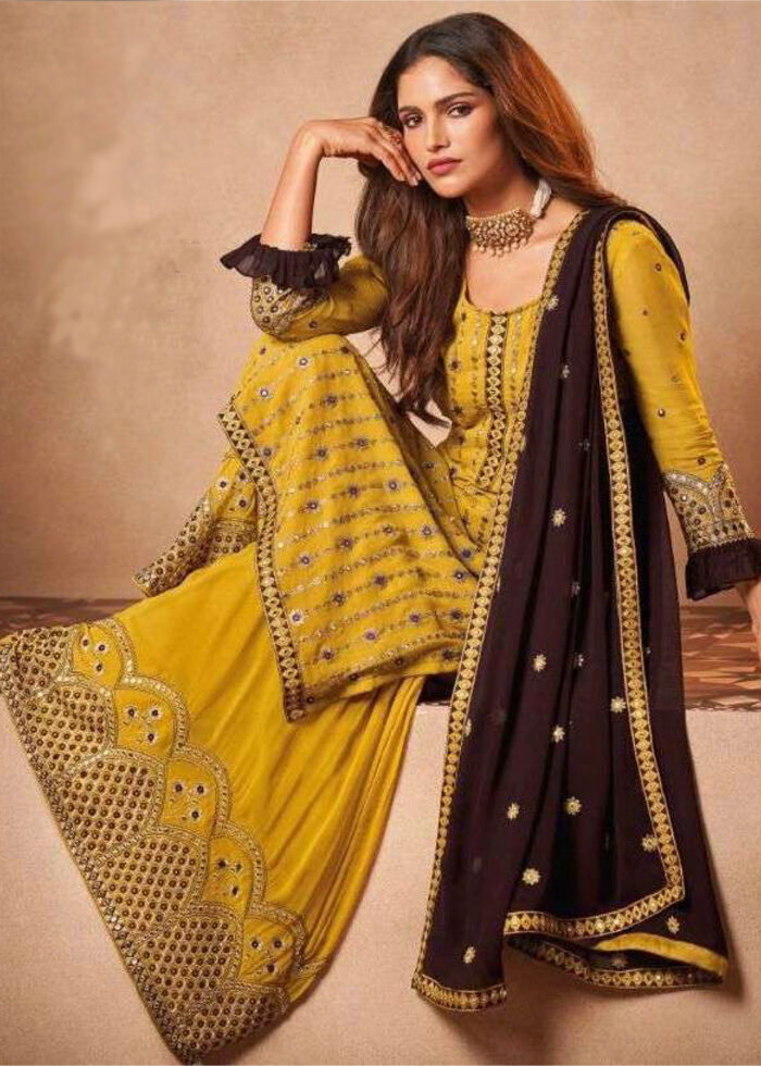 Yellow Georgette Sharara Suit