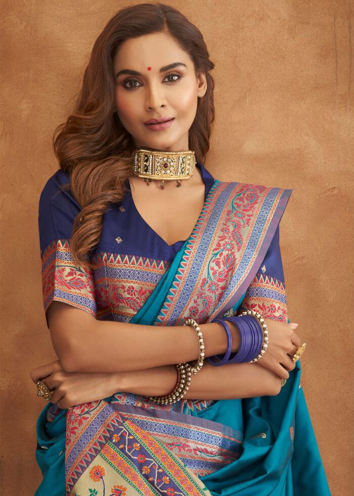 Azure Blue Banarasi Saree