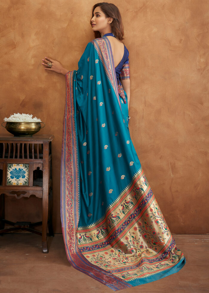 Azure Blue Banarasi Saree