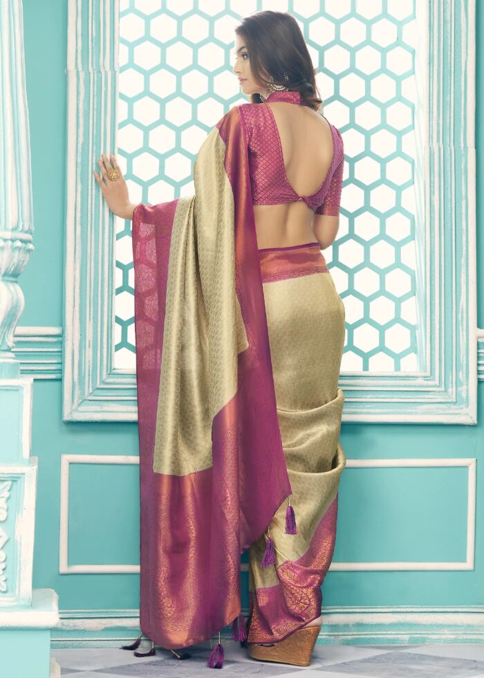 Beige Woven Kanjivaram Saree