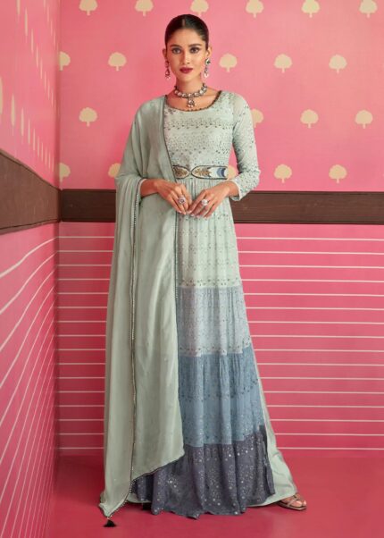 Blue Embroidery Anarkali Suit