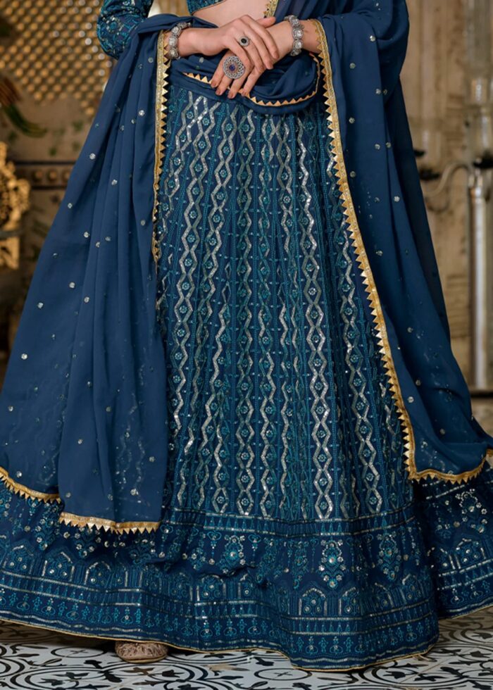 Blue Sequins Embroidery Lehenga