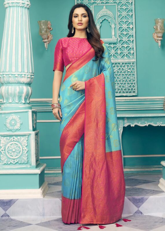 Blue Woven Kanjivaram Saree