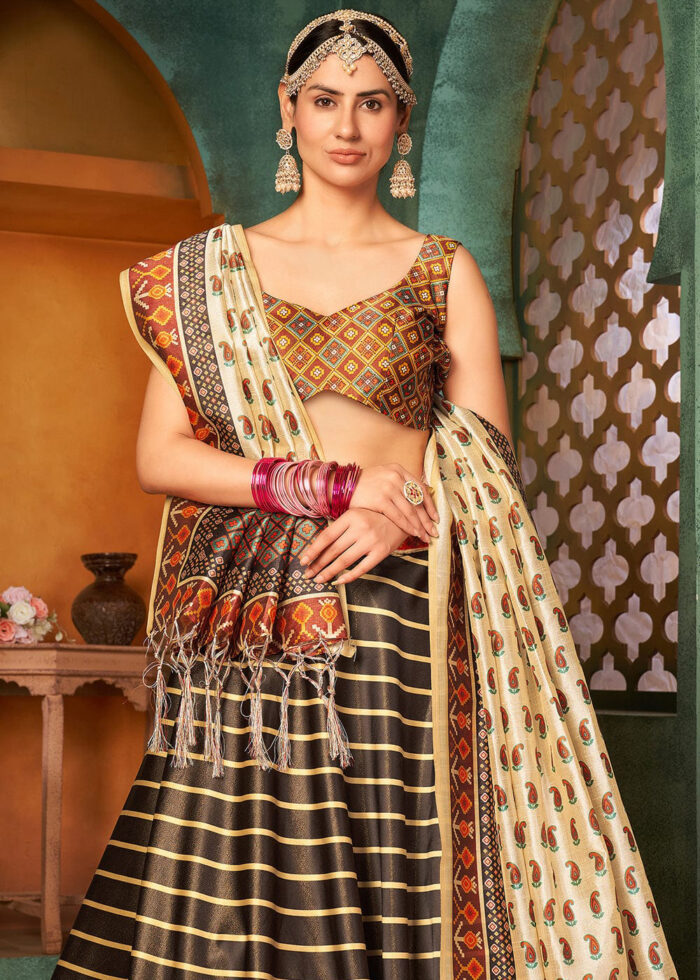 Brown Silk Lehenga Choli