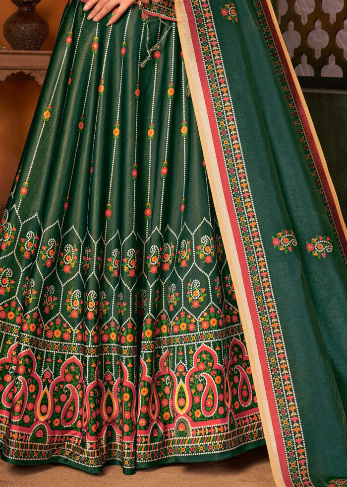 Dark Green Silk Lehenga Choli