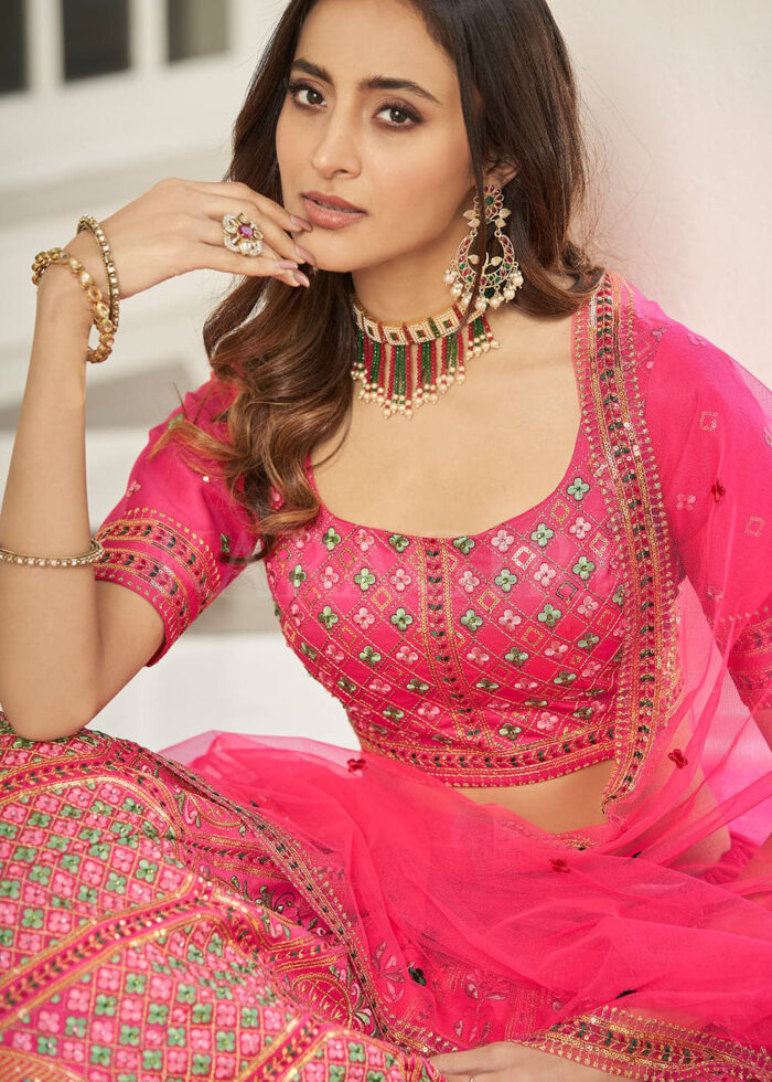 Deep Pink Silk Lehenga Choli