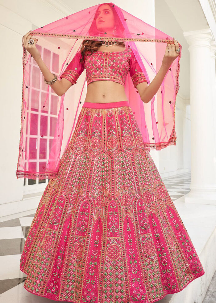 Deep Pink Silk Lehenga Choli