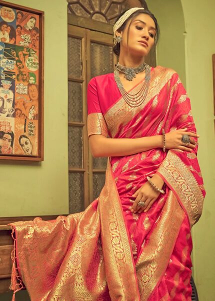 Fuchsia Pink Banarasi Saree