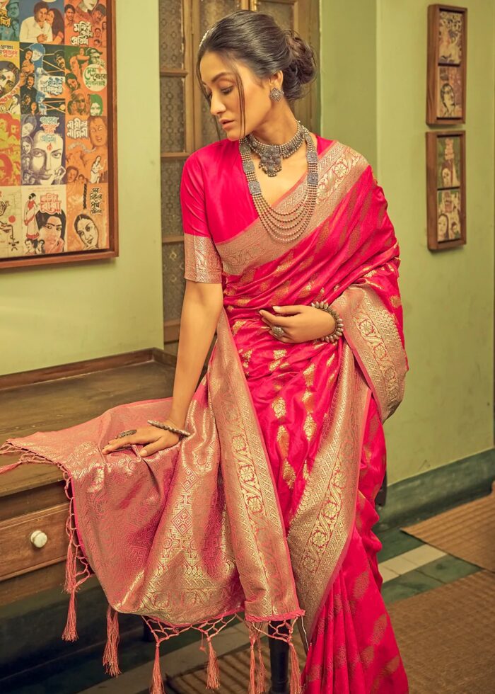 Fuchsia Pink Banarasi Saree