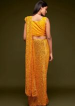 Golden Yellow Georgette Sequins Saree