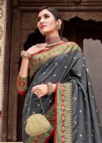 Graphite Banarasi Silk Saree