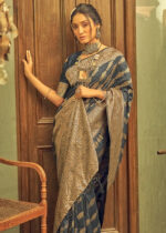 Gray Banarasi Silk Saree