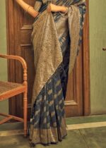 Gray Banarasi Silk Saree