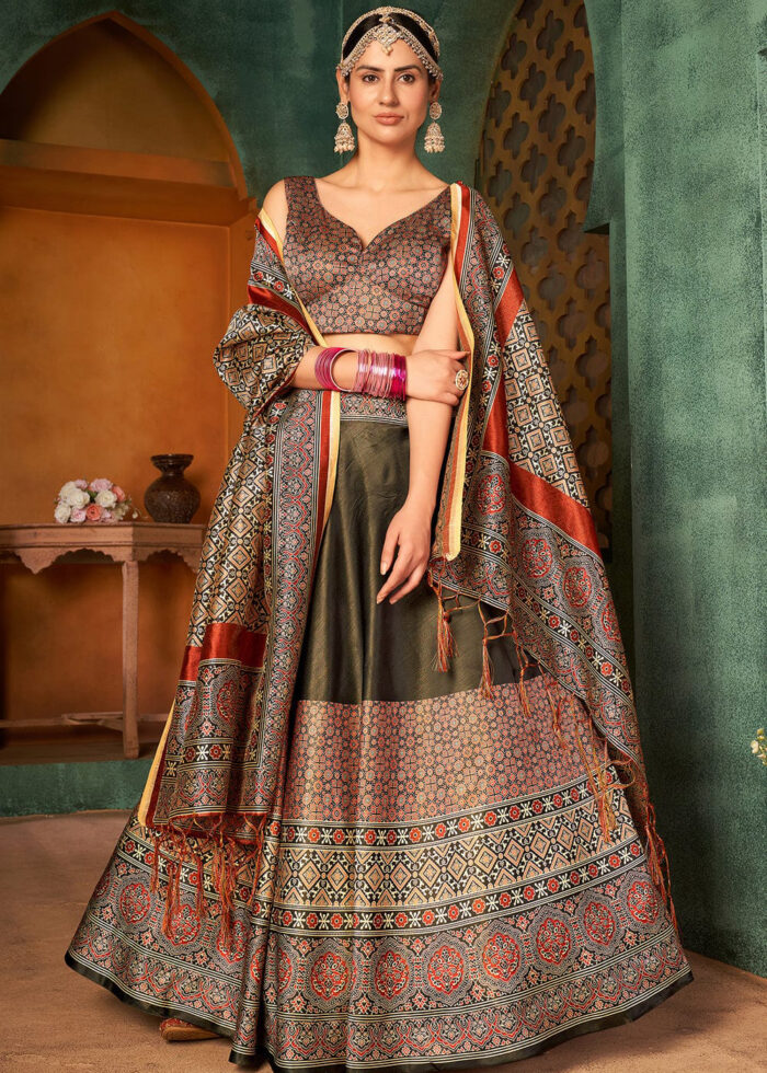 Gray Silk Lehenga Choli