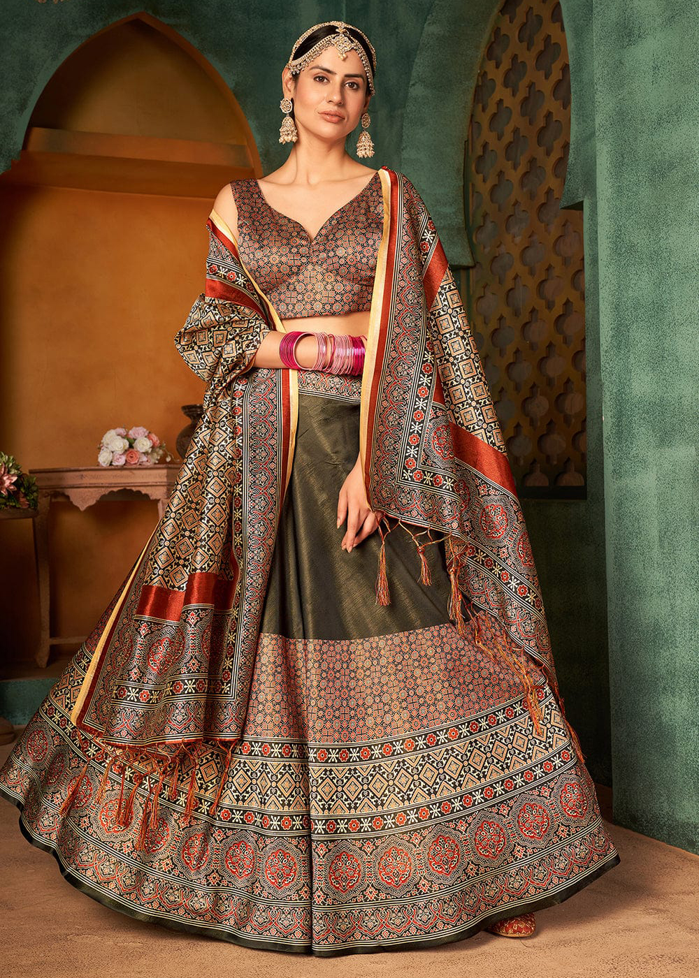 Gray Silk Lehenga Choli