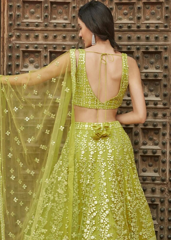 Green Embroidered Lehenga Choli