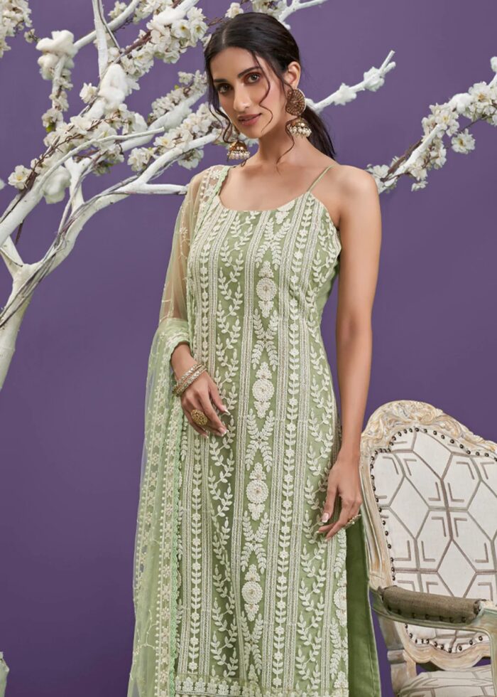 Green Lucknowi Chikankari Suit