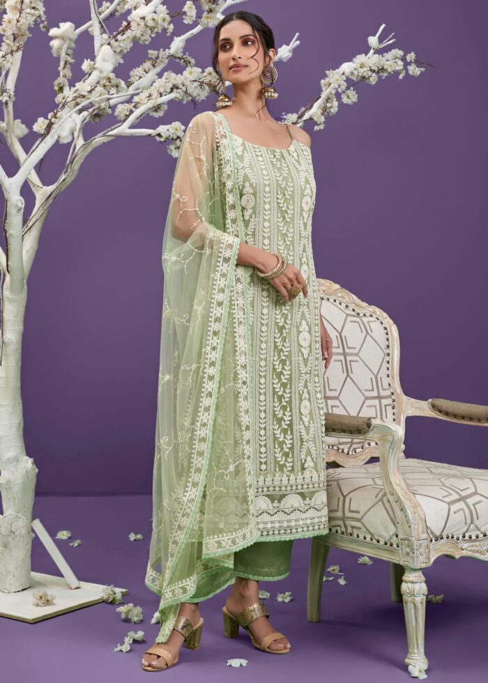 Green Lucknowi Chikankari Suit