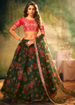 Green Organza Lehenga Choli