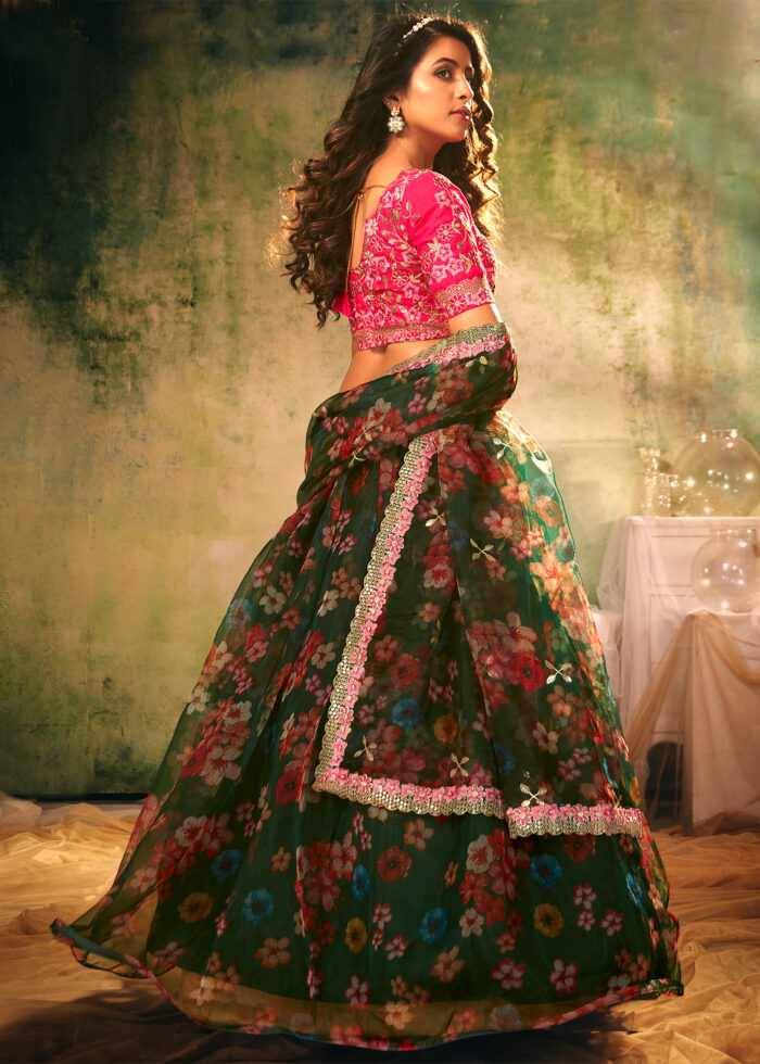 Green Organza Lehenga Choli