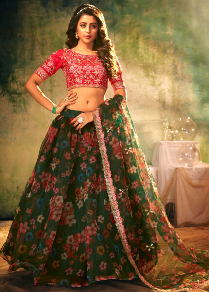 Green Organza Lehenga Choli