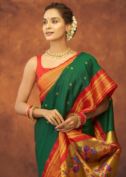 Green Paithani Silk Saree