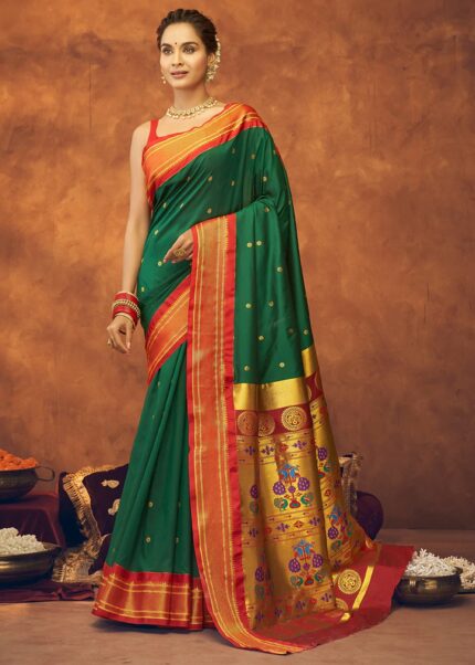 Green Paithani Silk Saree