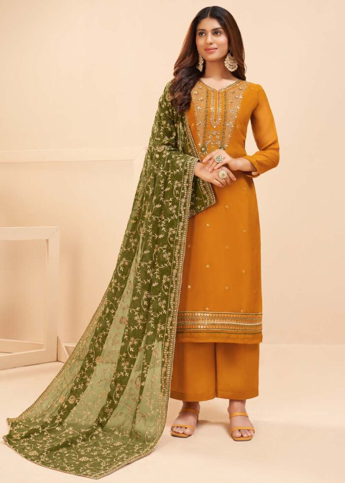 Mustard Yellow Georgette Suit