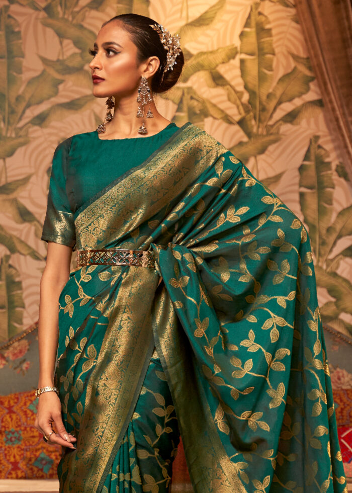 Jungle Green Banarasi Silk Saree