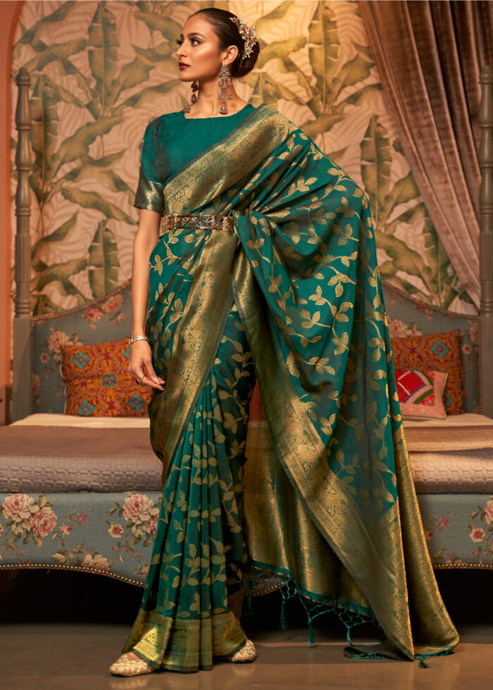 Jungle Green Banarasi Silk Saree