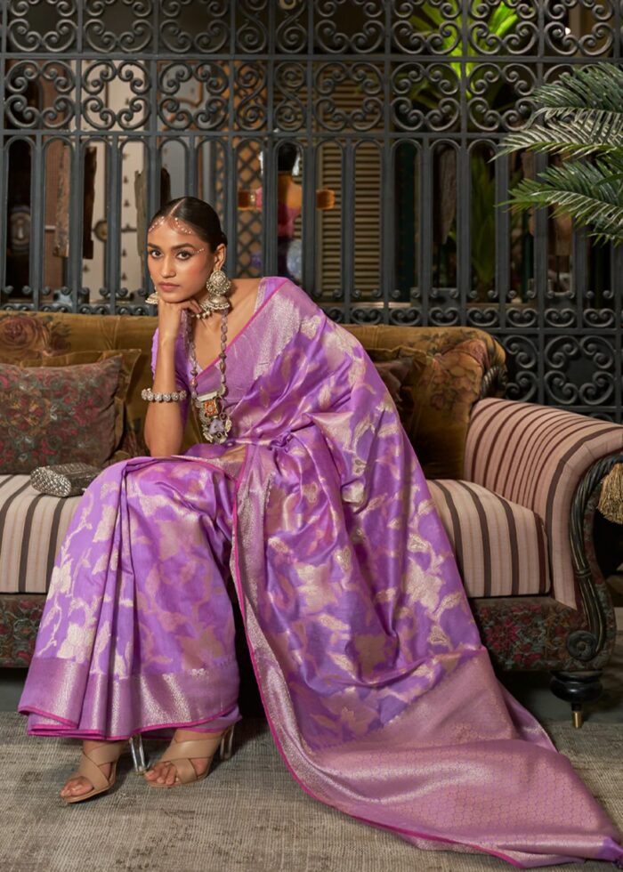 Lavender Banarasi Silk Saree