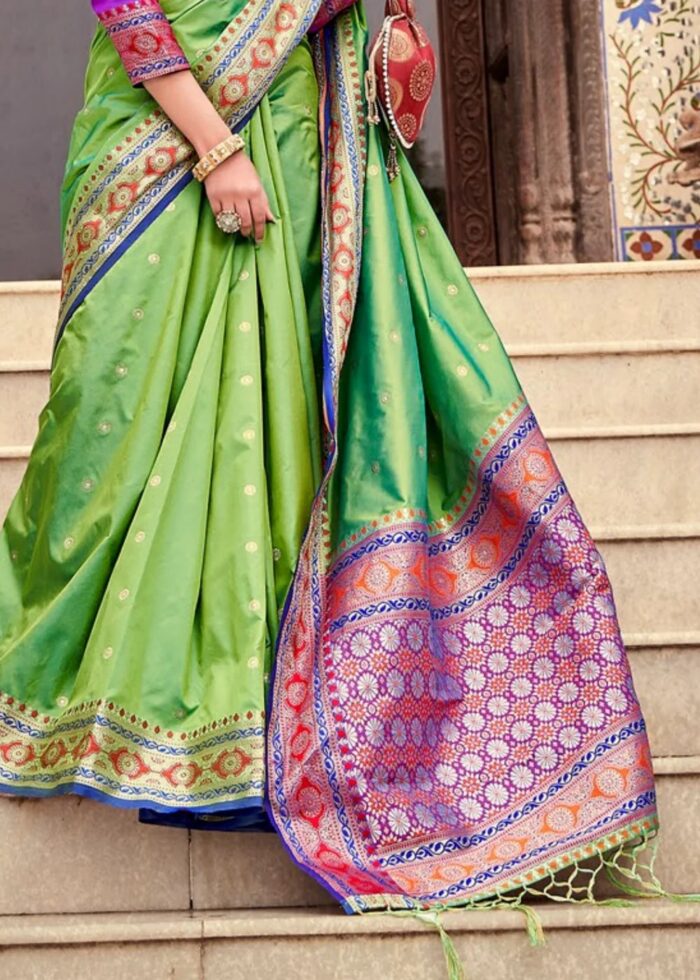 Lime Green Banarasi Saree