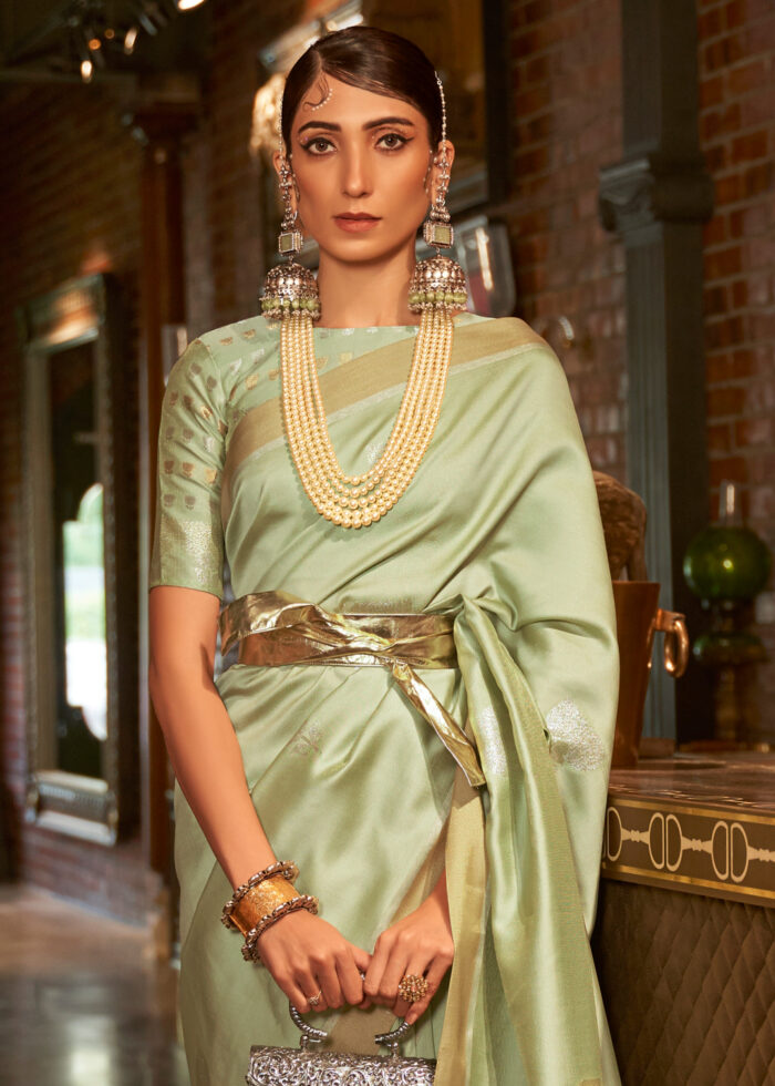 Mint Green Banarasi Saree