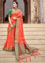 Orange Banarasi Silk Saree