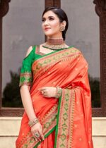 Orange Banarasi Silk Saree