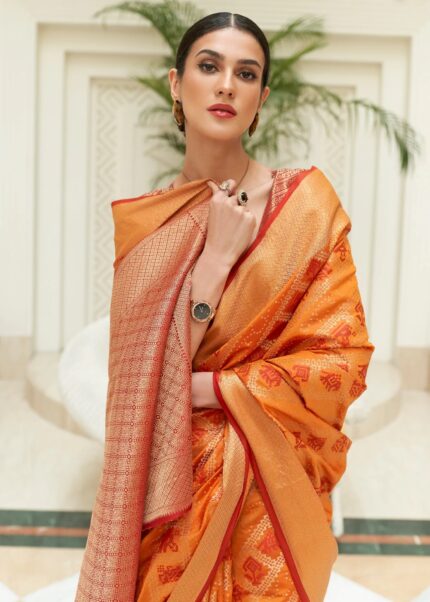 Orange Patola Silk Saree