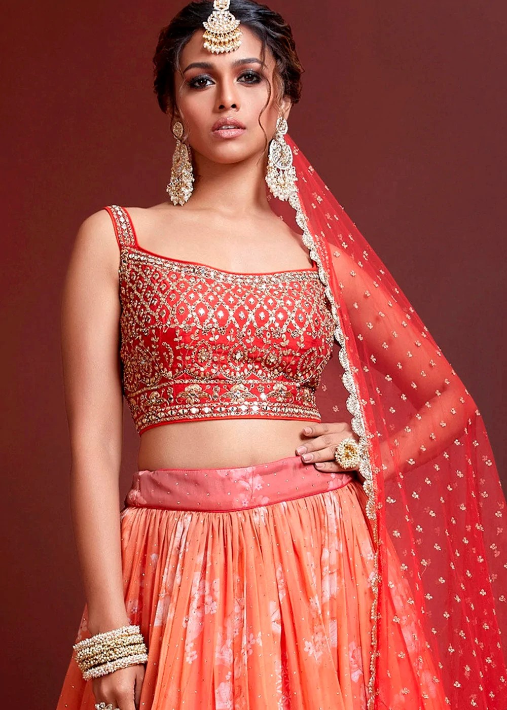 Orange Silk Lehenga Choli