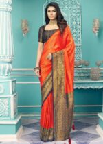 Orange Woven Kanjivaram Saree